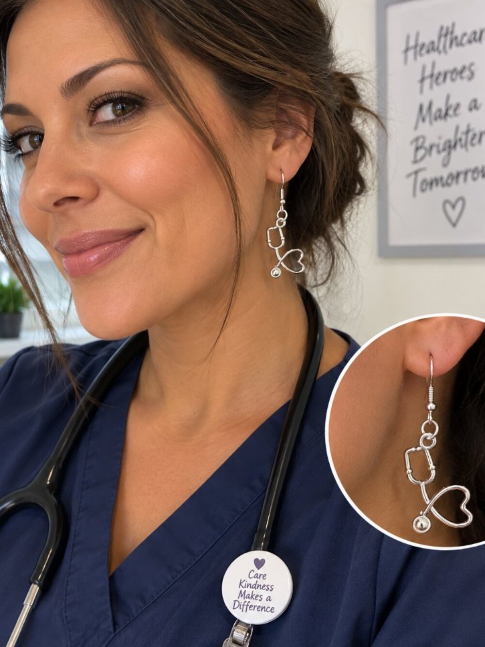 Beautiful Stethoscope & Heart Earrings – Perfect Gift for Nurses & Healthcare